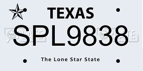 SPL9838 Texas License Plate