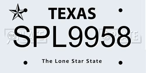 SPL9958 Texas License Plate
