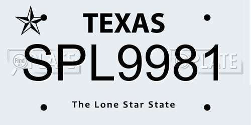 SPL9981 Texas License Plate