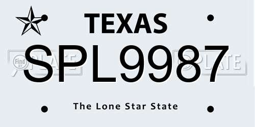 SPL9987 Texas License Plate