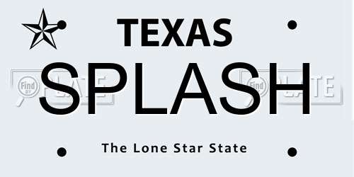 SPLASH Texas License Plate
