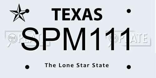 SPM111 Texas License Plate