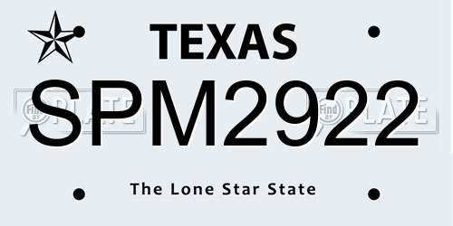 SPM2922 Texas License Plate