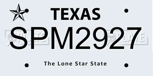 SPM2927 Texas License Plate