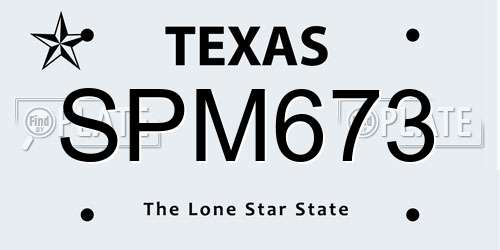SPM673 Texas License Plate