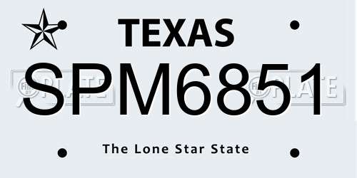 SPM6851 Texas License Plate