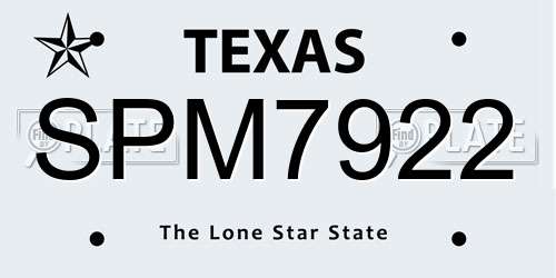 SPM7922 Texas License Plate