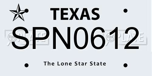 SPN0612 Texas License Plate