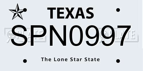 SPN0997 Texas License Plate