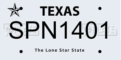 SPN1401 Texas License Plate
