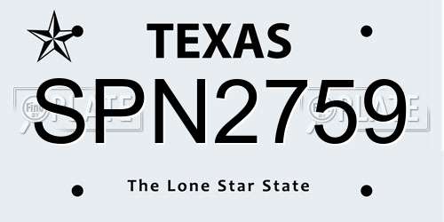 SPN2759 Texas License Plate