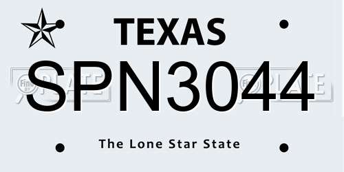 SPN3044 Texas License Plate