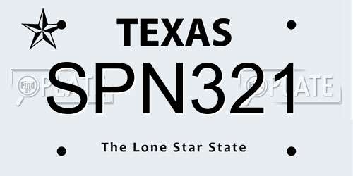 SPN321 Texas License Plate