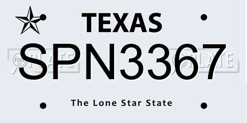 SPN3367 Texas License Plate