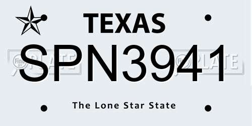 SPN3941 Texas License Plate