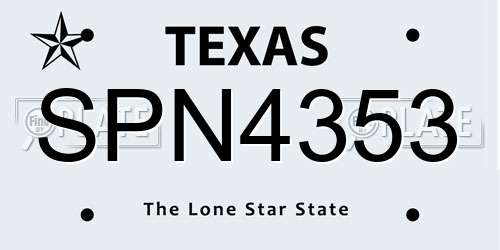 SPN4353 Texas License Plate
