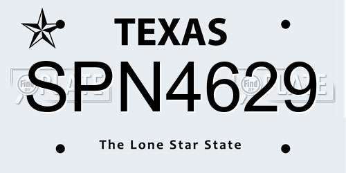 SPN4629 Texas License Plate