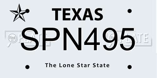 SPN495 Texas License Plate
