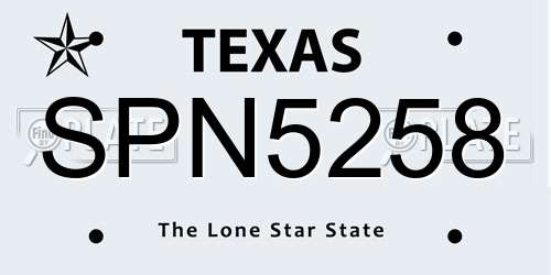 SPN5258 Texas License Plate