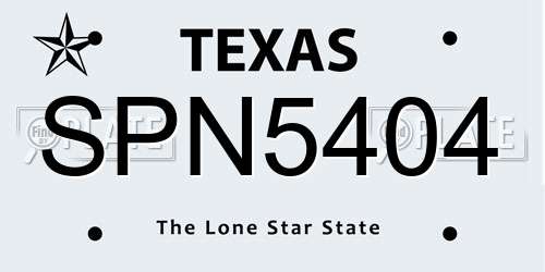 SPN5404 Texas License Plate