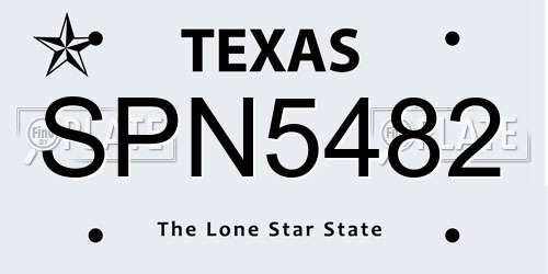 SPN5482 Texas License Plate