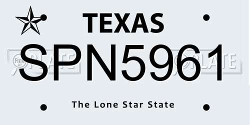 SPN5961 Texas License Plate