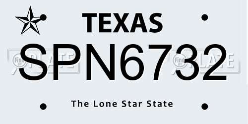 SPN6732 Texas License Plate