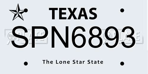 SPN6893 Texas License Plate
