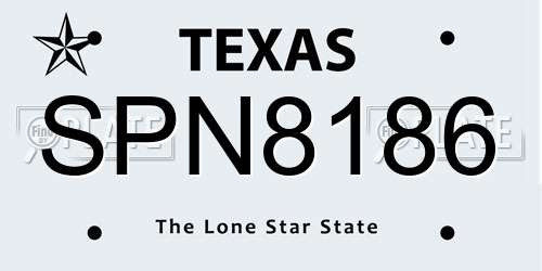 SPN8186 Texas License Plate
