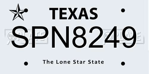 SPN8249 Texas License Plate
