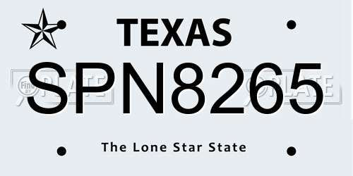 SPN8265 Texas License Plate