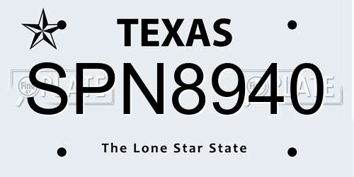 SPN8940 Texas License Plate