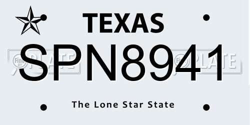 SPN8941 Texas License Plate