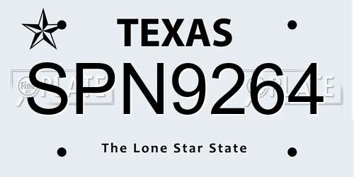 SPN9264 Texas License Plate