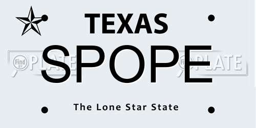 SPOPE Texas License Plate
