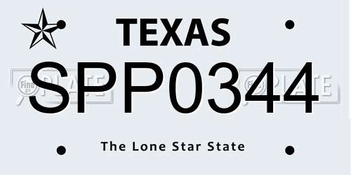 SPP0344 Texas License Plate