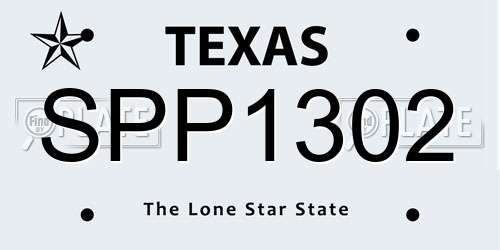 SPP1302 Texas License Plate