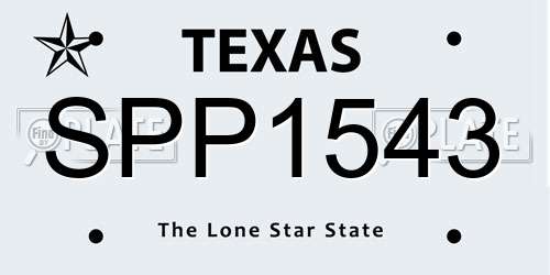 SPP1543 Texas License Plate
