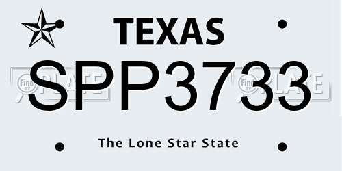 SPP3733 Texas License Plate