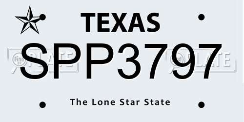 SPP3797 Texas License Plate