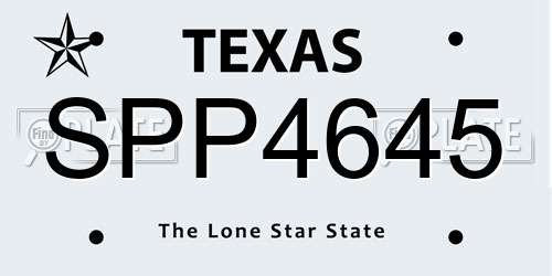 SPP4645 Texas License Plate