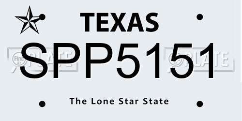 SPP5151 Texas License Plate