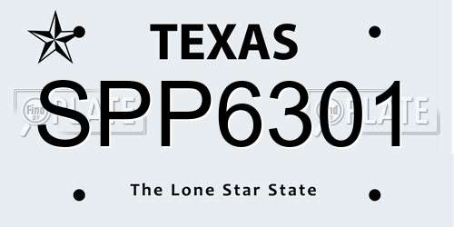 SPP6301 Texas License Plate