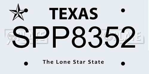 SPP8352 Texas License Plate