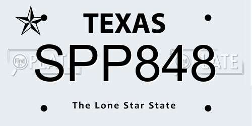 SPP848 Texas License Plate