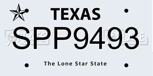 SPP9493 Texas License Plate