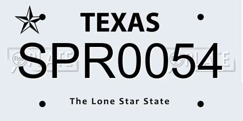 SPR0054 Texas License Plate