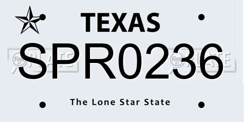 SPR0236 Texas License Plate