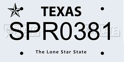 SPR0381 Texas License Plate