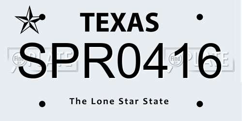 SPR0416 Texas License Plate